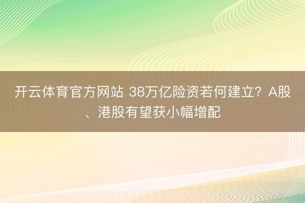 开云体育官方网站 38万亿险资若何建立？A股、港股有望获小幅增配