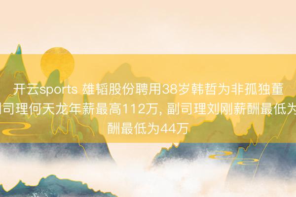 开云sports 雄韬股份聘用38岁韩哲为非孤独董事， 副司理何天龙年薪最高112万， 副司理刘刚薪酬最低为44万