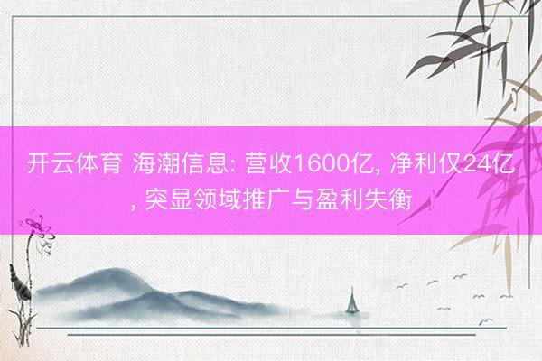 开云体育 海潮信息: 营收1600亿， 净利仅24亿， 突显领域推广与盈利失衡