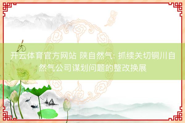 开云体育官方网站 陕自然气: 抓续关切铜川自然气公司谋划问题的整改换展