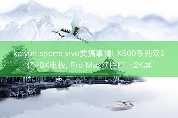 kaiyun sports vivo要搞事情! X500系列双2亿+8K电板， Pro Max获胜盯上2K屏