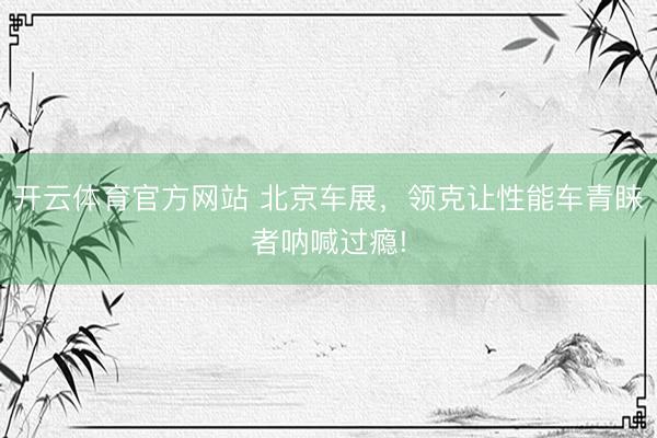 开云体育官方网站 北京车展，领克让性能车青睐者呐喊过瘾!