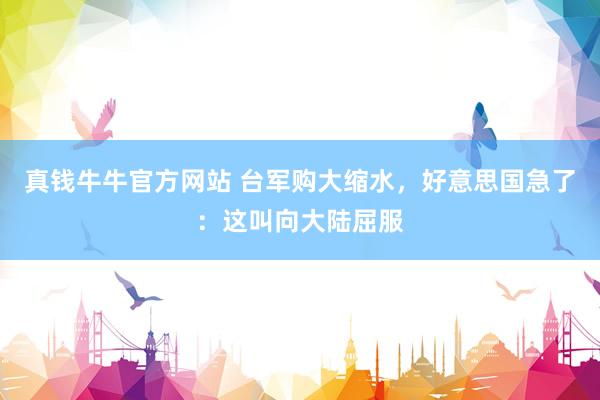 真钱牛牛官方网站 台军购大缩水,好意思国急了:这叫向大陆屈服