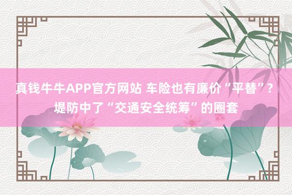 真钱牛牛APP官方网站 车险也有廉价“平替”? 堤防中了“交通安全统筹”的圈套