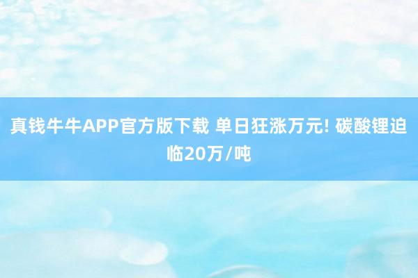 真钱牛牛APP官方版下载 单日狂涨万元! 碳酸锂迫临20万/吨
