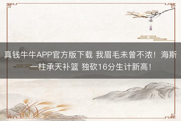 真钱牛牛APP官方版下载 我眉毛未曾不浓！海斯一柱承天补篮 独砍16分生计新高！