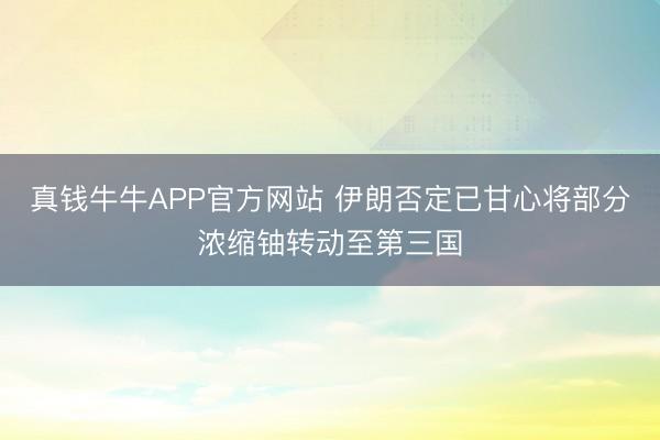 真钱牛牛APP官方网站 伊朗否定已甘心将部分浓缩铀转动至第三国