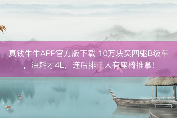 真钱牛牛APP官方版下载 10万块买四驱B级车,油耗才4L,连后排王人有座椅推拿!