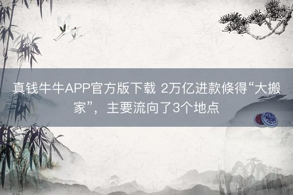 真钱牛牛APP官方版下载 2万亿进款倏得“大搬家”,主要流向了3个地点